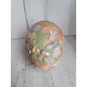 Unique rainbow easter bunny ceramic egg shaped candy dish home decor